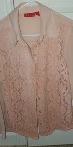 Button up lace front blouse